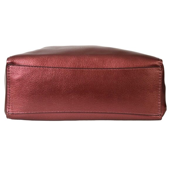 AUTHENTIC COACH PEBBLE LEATHER DERBY METALLIC BURGUNDY/PURPLE TOTE F39675 - Picture 12 of 15